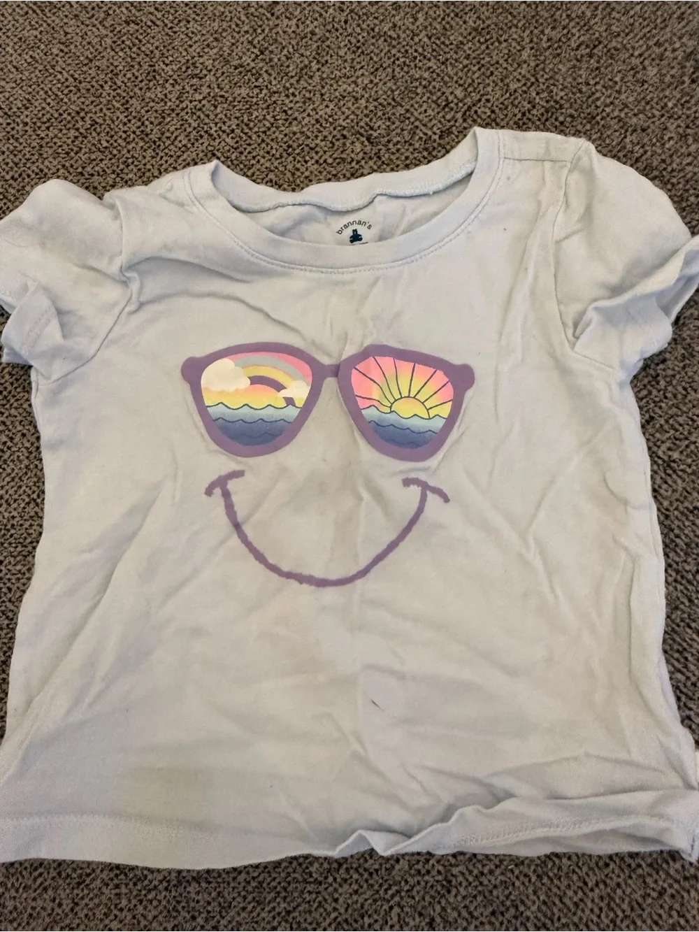 GAP White Tee with Purple Sunglasses Smile Graphic